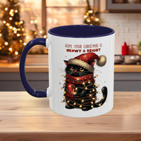 Christmas Cat Mug "Meowy & Bright", Microwave and Dishwasher Safe, Free Shipping