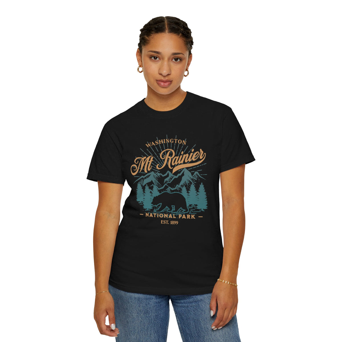 Mount Rainier Souvenir T-Shirt with Bear and Trees