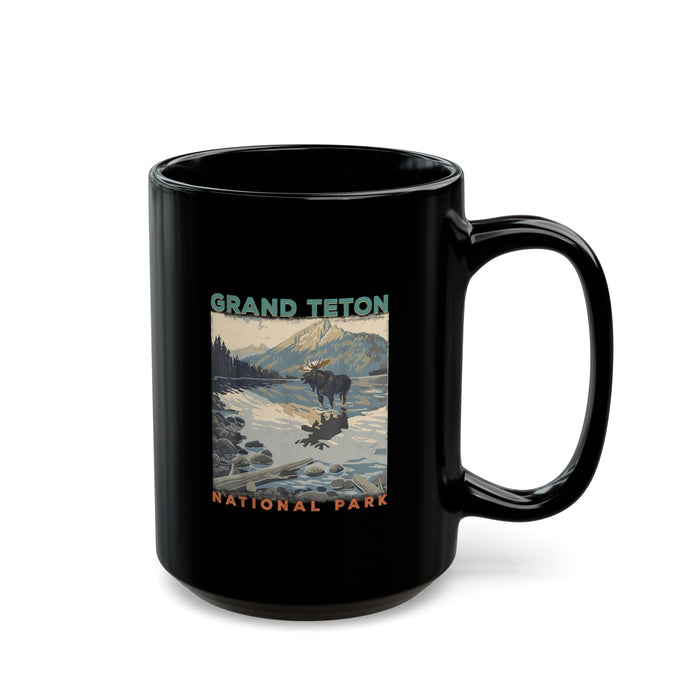 Grand Teton National Park souvenir mug with a scenic river and mountain design.