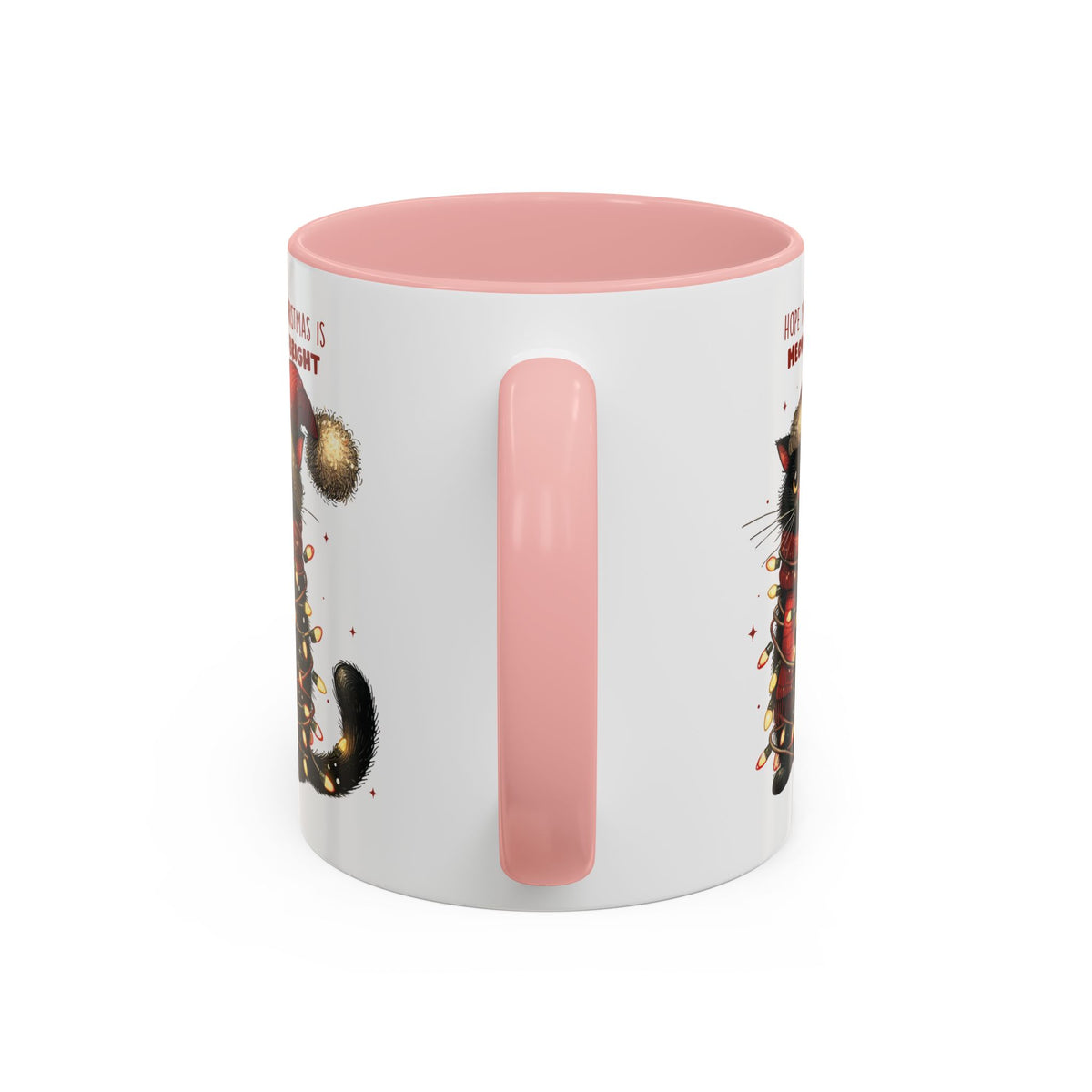 Christmas Cat Mug "Meowy & Bright", Microwave and Dishwasher Safe, Free Shipping