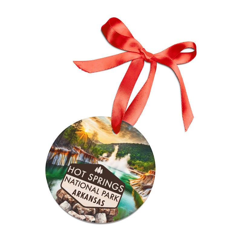 Hot Springs Christmas Ornament with Ribbon