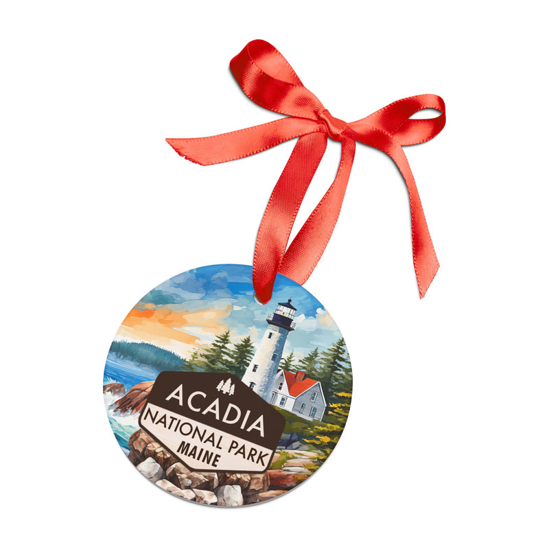 Acadia Christmas Ornament with Ribbon