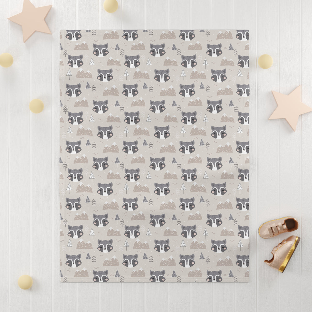 Raccoons in Forest Unisex Soft Fleece Baby Blanket