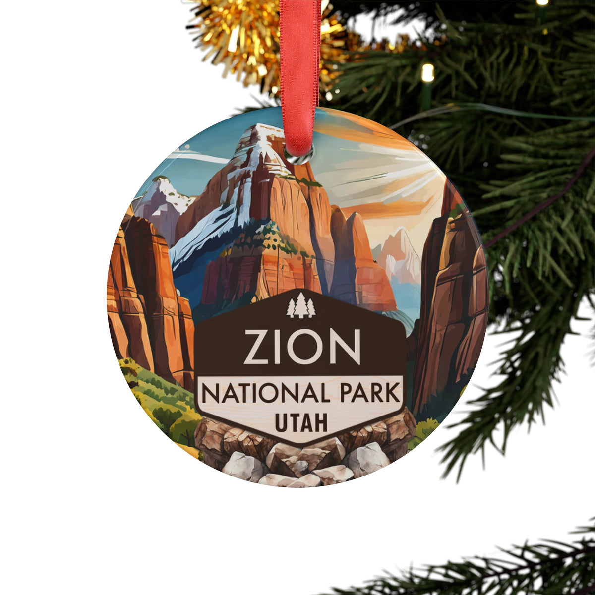 Zion Christmas Ornament with Ribbon