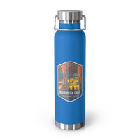 Pebble blue stainless steel water bottle with a scenic design of Mammoth Cave National Park.