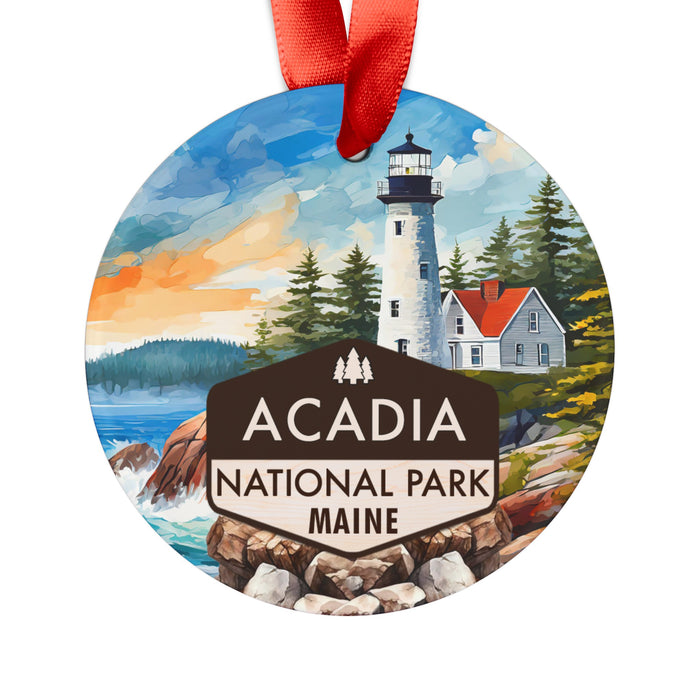 Acadia Christmas Ornament with Ribbon