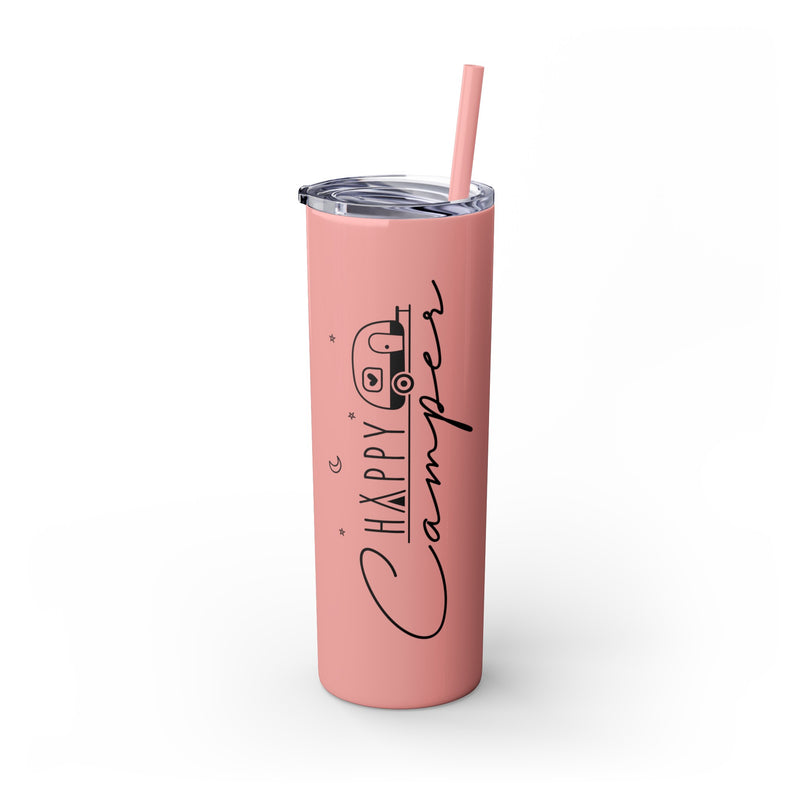 Happy Camper Skinny Tumbler with Straw, 20oz