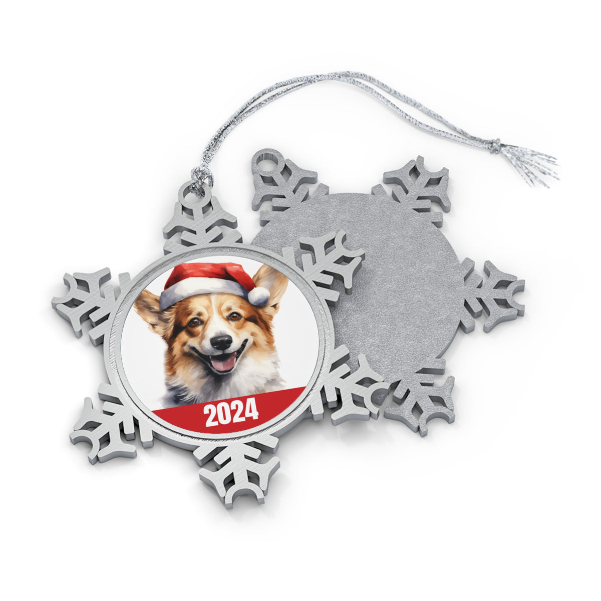 Corgi Dog 2024 Metal Snowflake Christmas Ornament