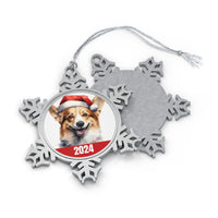 Corgi Dog 2024 Metal Snowflake Christmas Ornament