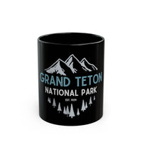 Grand Teton National Park souvenir mug featuring a mountain and tree design.