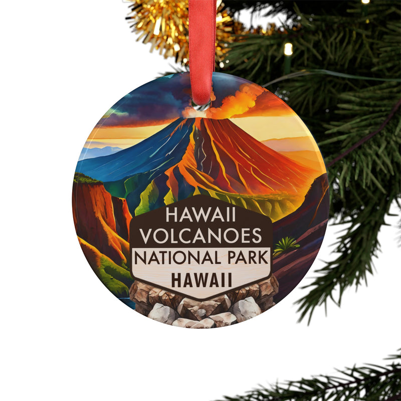 Hawaii Volcanoes Christmas Ornament with Ribbon