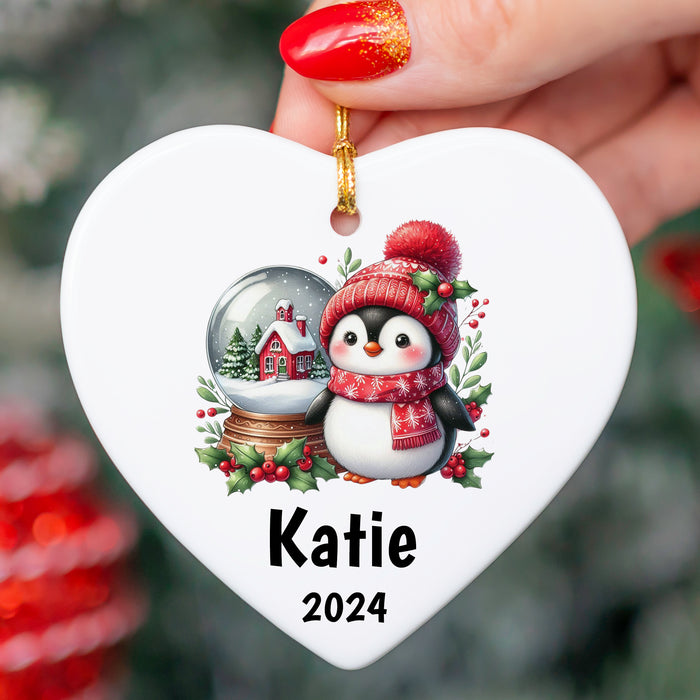 Personalized Kids Christmas Ornament 2024, Cute Penguin Holiday Keepsake Great Gift for Grandchildren with Free Shipping