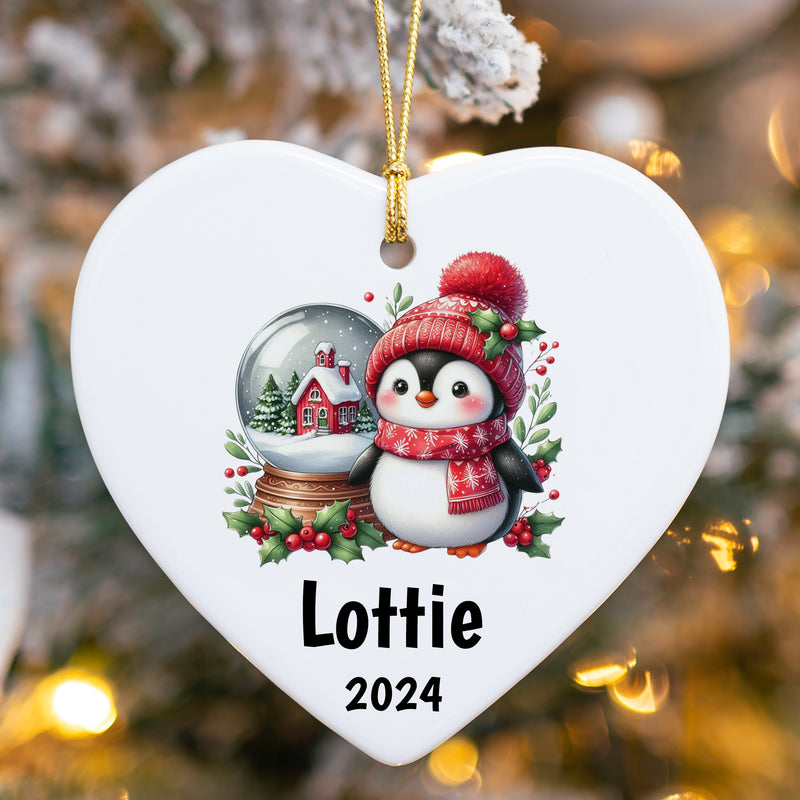 Personalized Kids Christmas Ornament 2024, Cute Penguin Holiday Keepsake Great Gift for Grandchildren with Free Shipping