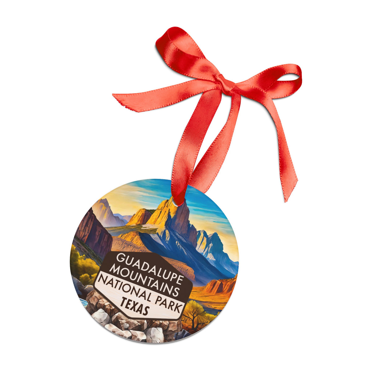 Guadalupe Mountains Christmas Ornament with Ribbon