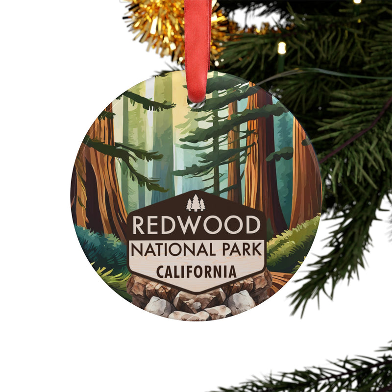 Redwood Christmas Ornament with Ribbon