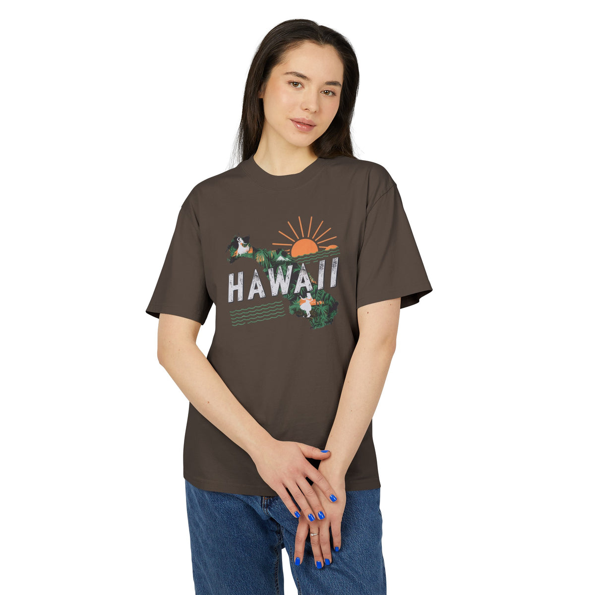 Hawaii Retro State Unisex Heavy Faded Tee