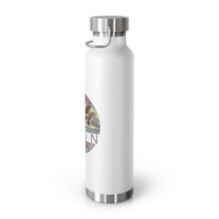 Image of a stainless steel water bottle featuring a mountain design from Zion National Park in Utah.