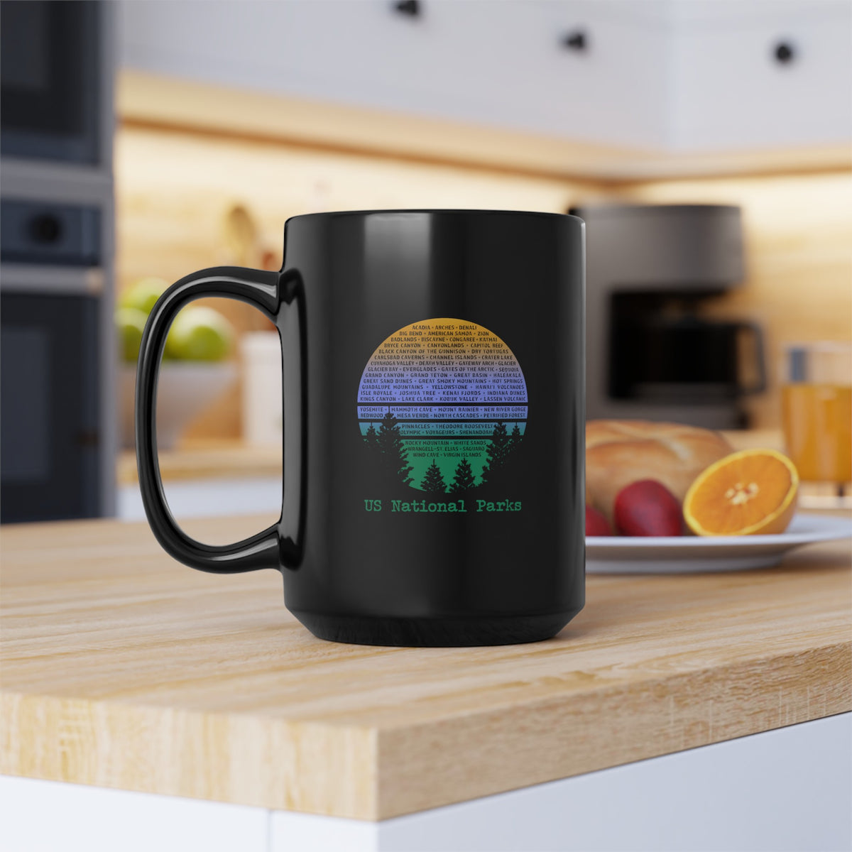 U.S. National Parks Mug with Gradient Text Design