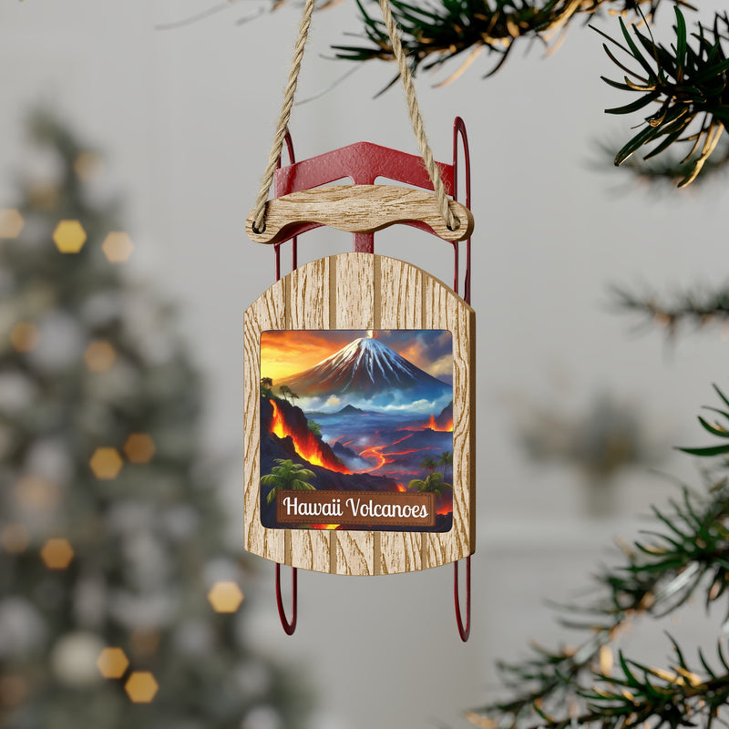 Hawaii Volcanoes National Park Christmas Sled Ornament