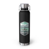 Black stainless steel water bottle with a scenic design of Kobuk Valley National Park.