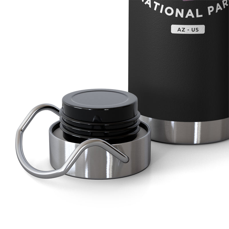 Grand Canyon National Park souvenir water bottle with a scenic design and stainless steel construction.