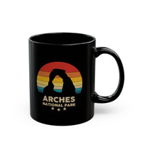 Arches National Park Souvenir Mug with Sunset Silhouette Design