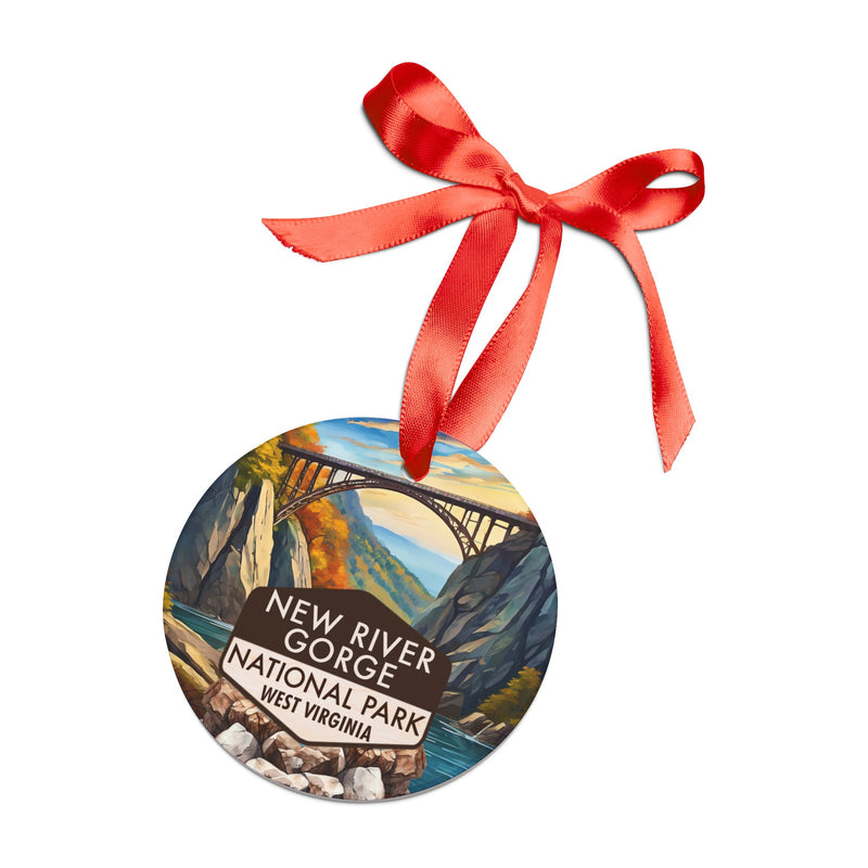 New River Gorge Christmas Ornament with Ribbon