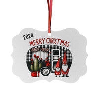 Gnome Camping Aluminum Christmas Ornament