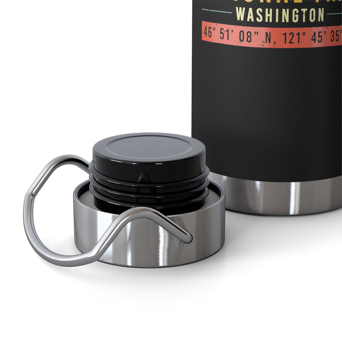 Mount Rainier National Park stainless steel water bottle with scenic design.