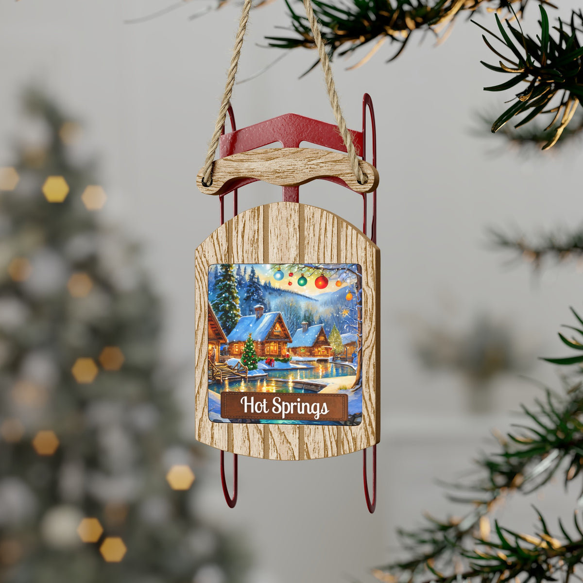 Hot Springs National Park Christmas Sled Ornament