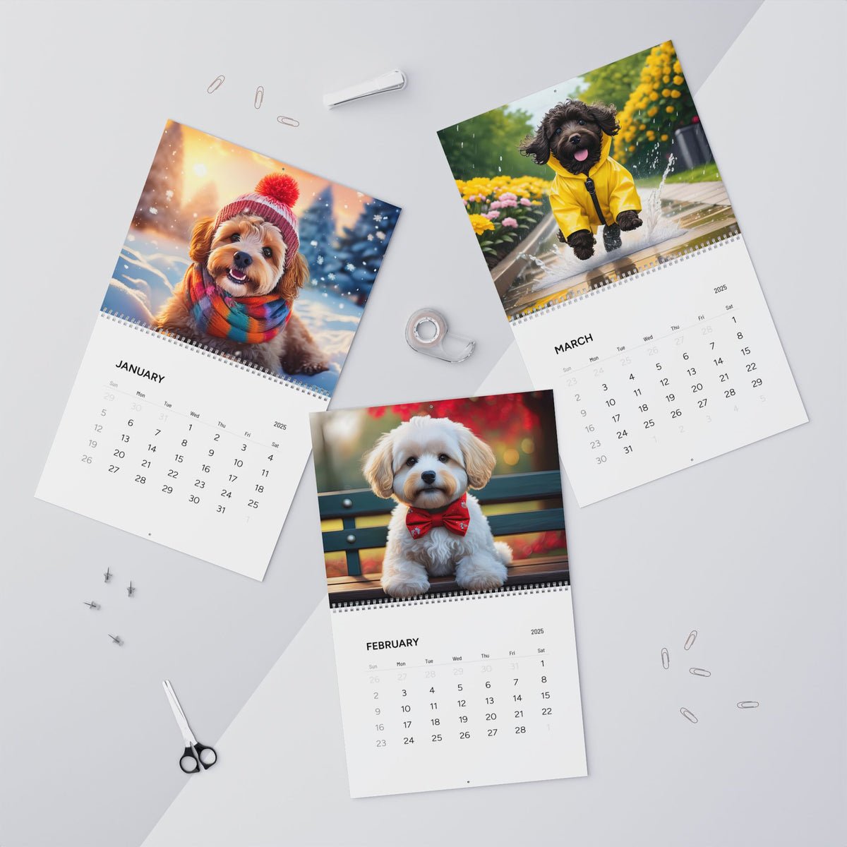 Cavapoo Dog Wall Calendar (2025)