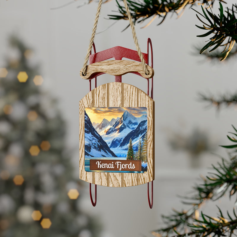 Kenai Fjords National Park Christmas Sled Ornament