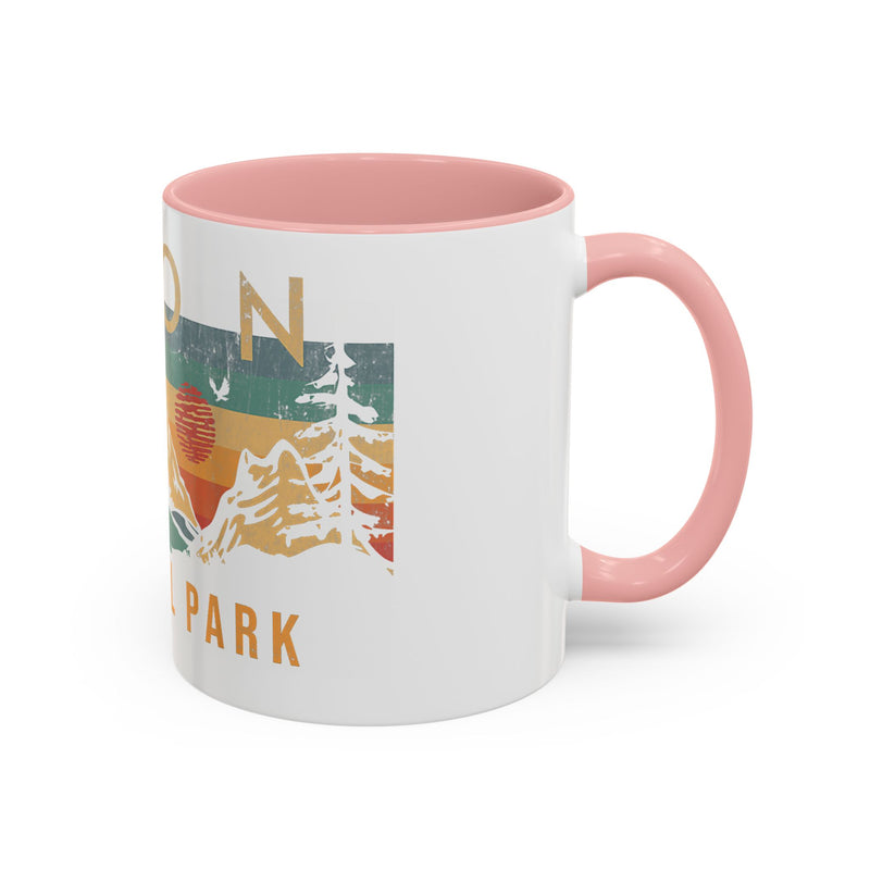 Zion National Park Mug - Ceramic Coffee Tea Cup with Vintage Mountain Sunset Design