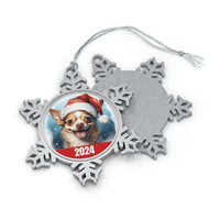 Chihuahua 2024 Christmas Ornament, Metal Snowflake with Free Shipping