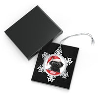 Black Pug 2024 Christmas Pewter Snowflake Ornament