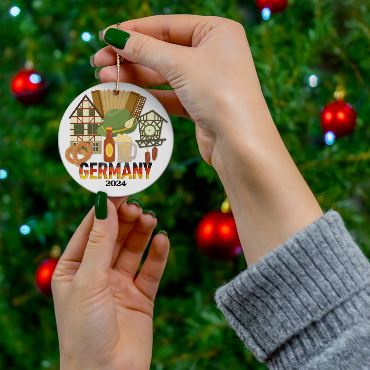 Germany Ceramic Ornament, 2024 German Holiday Keepsake Souvenir With Free Shipping