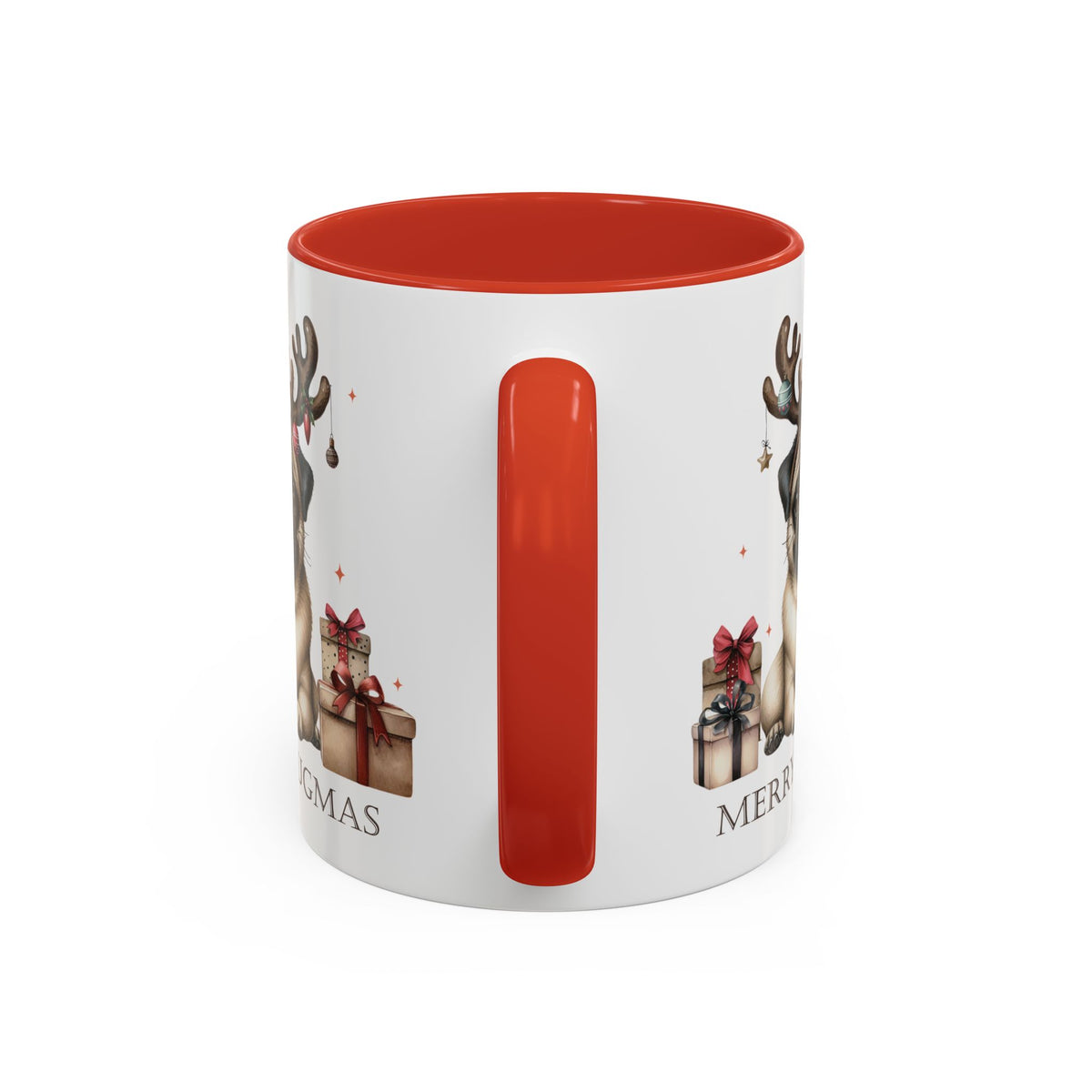 Merry Pugmas Christmas Mug, Cute Pug Dog Design with Free Shipping, Microwave and Dishwasher Safe