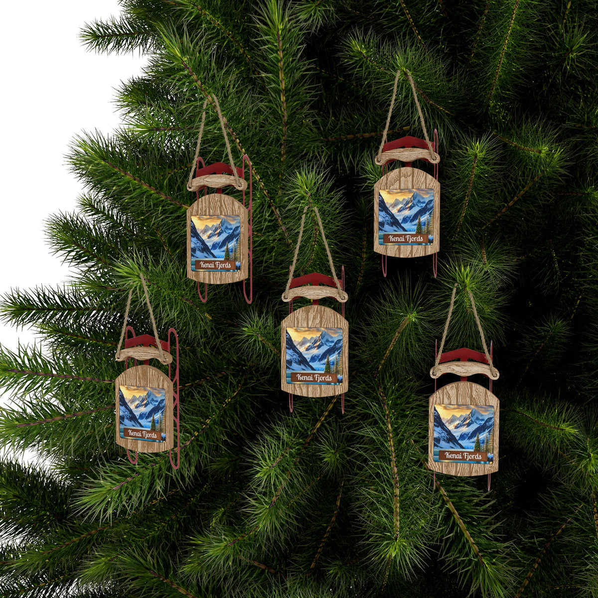 Kenai Fjords National Park Christmas Sled Ornament