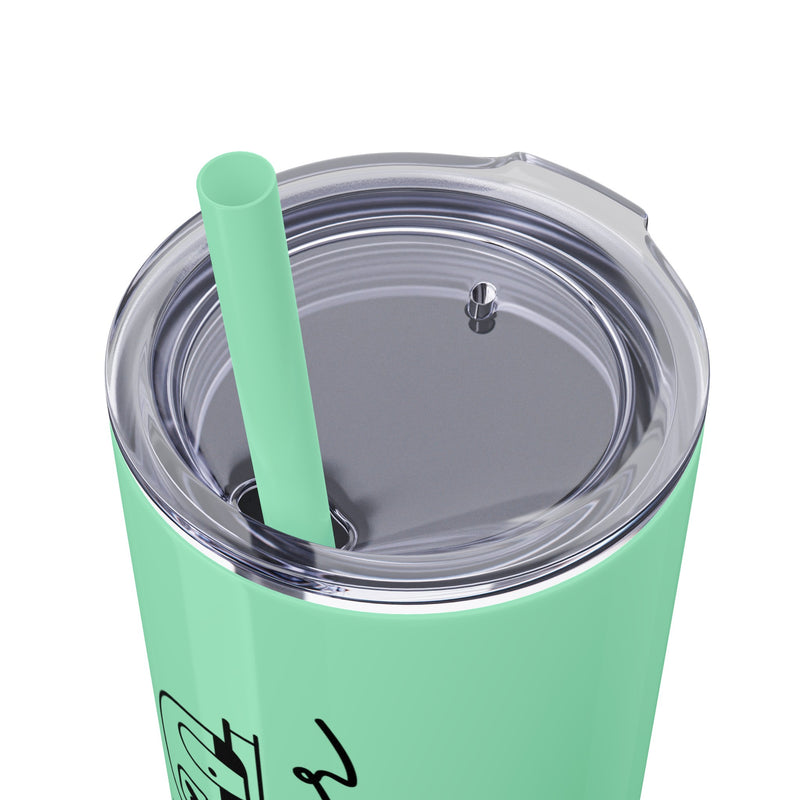 Happy Camper Skinny Tumbler with Straw, 20oz