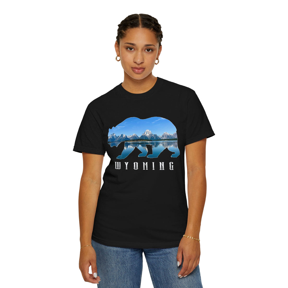 Grand Teton Bear Souvenir Tee with Wyoming Text