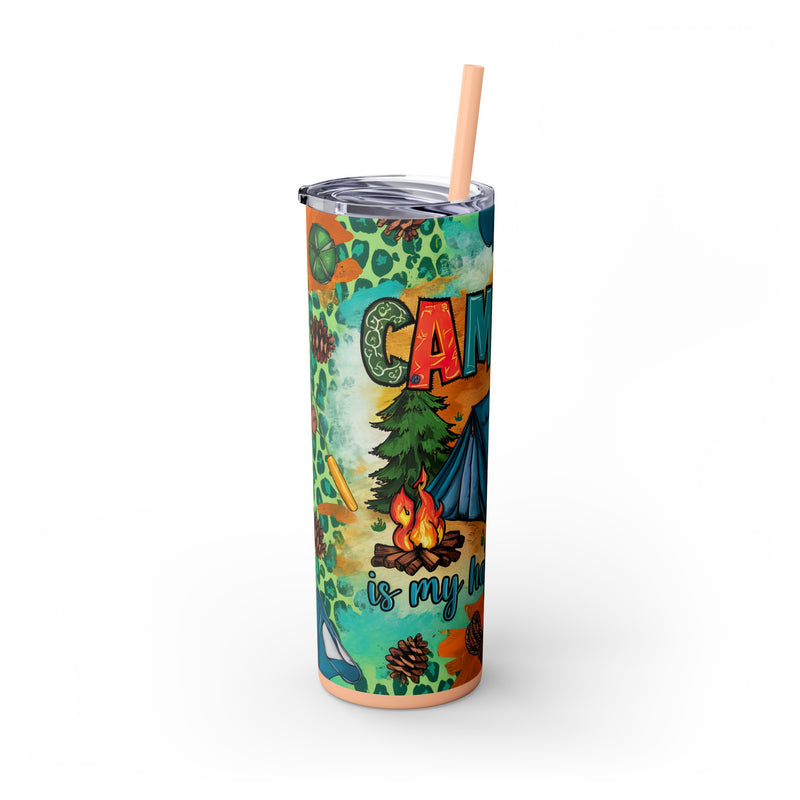 Camping is My Happy Place Skinny Tumbler with Straw, 20oz