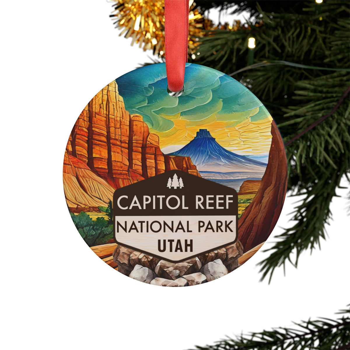 Capitol Reef Christmas Ornament with Ribbon