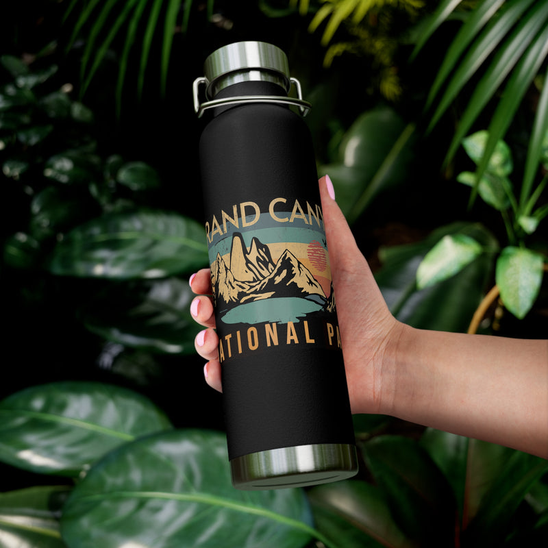 Grand Canyon National Park souvenir water bottle featuring a scenic landscape design and stainless steel construction.