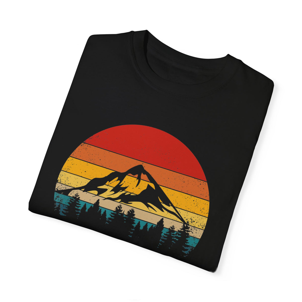 T-shirt featuring a retro design with a mountain, trees, and the text "Mount Rainier National Park."