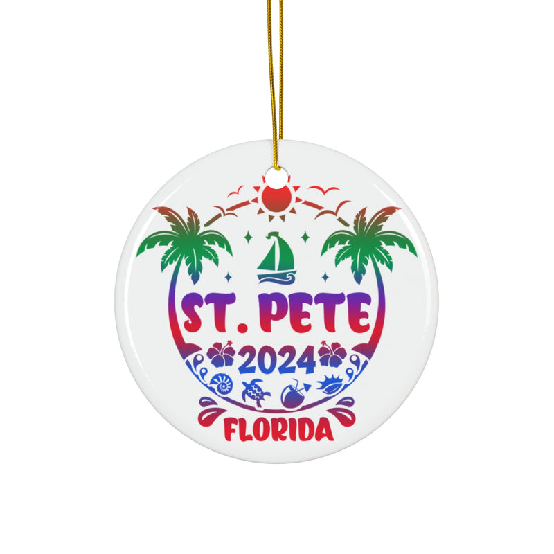 St. Pete Florida Ceramic Ornament, 2024 St. Pete Keepsake Souvenir With Free Shipping