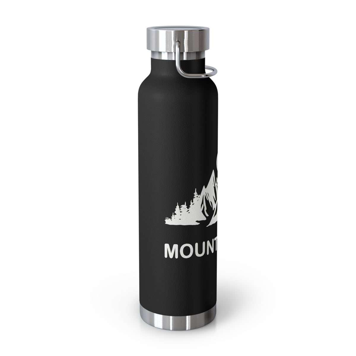 Stainless steel water bottle featuring a Mount Rainier National Park design with a scenic mountain illustration and a durable powder-coated finish.