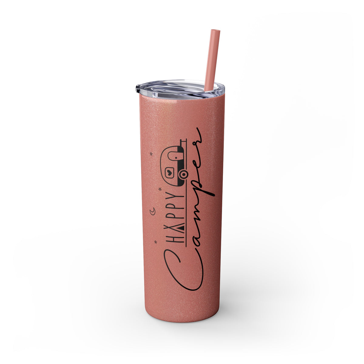 Happy Camper Skinny Tumbler with Straw, 20oz