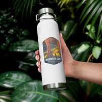 White stainless steel water bottle with a scenic design of Mammoth Cave National Park.