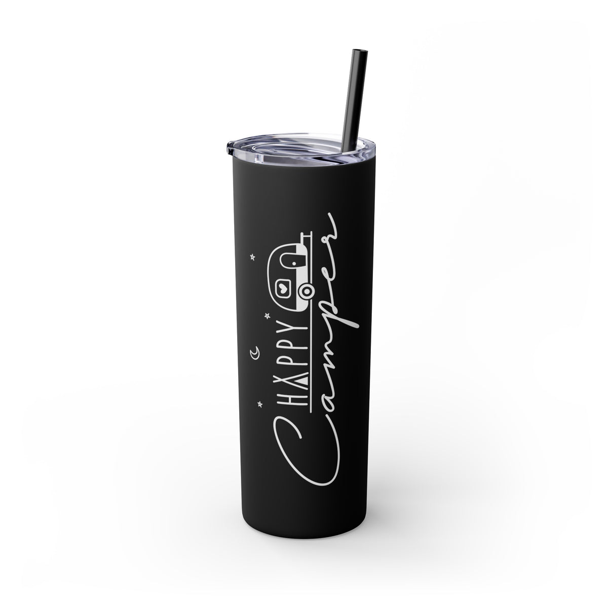 Happy Camper Skinny Tumbler with Straw, 20oz