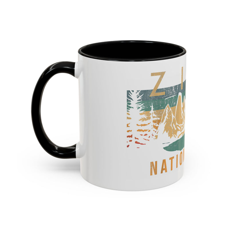 Zion National Park Mug - Ceramic Coffee Tea Cup with Vintage Mountain Sunset Design